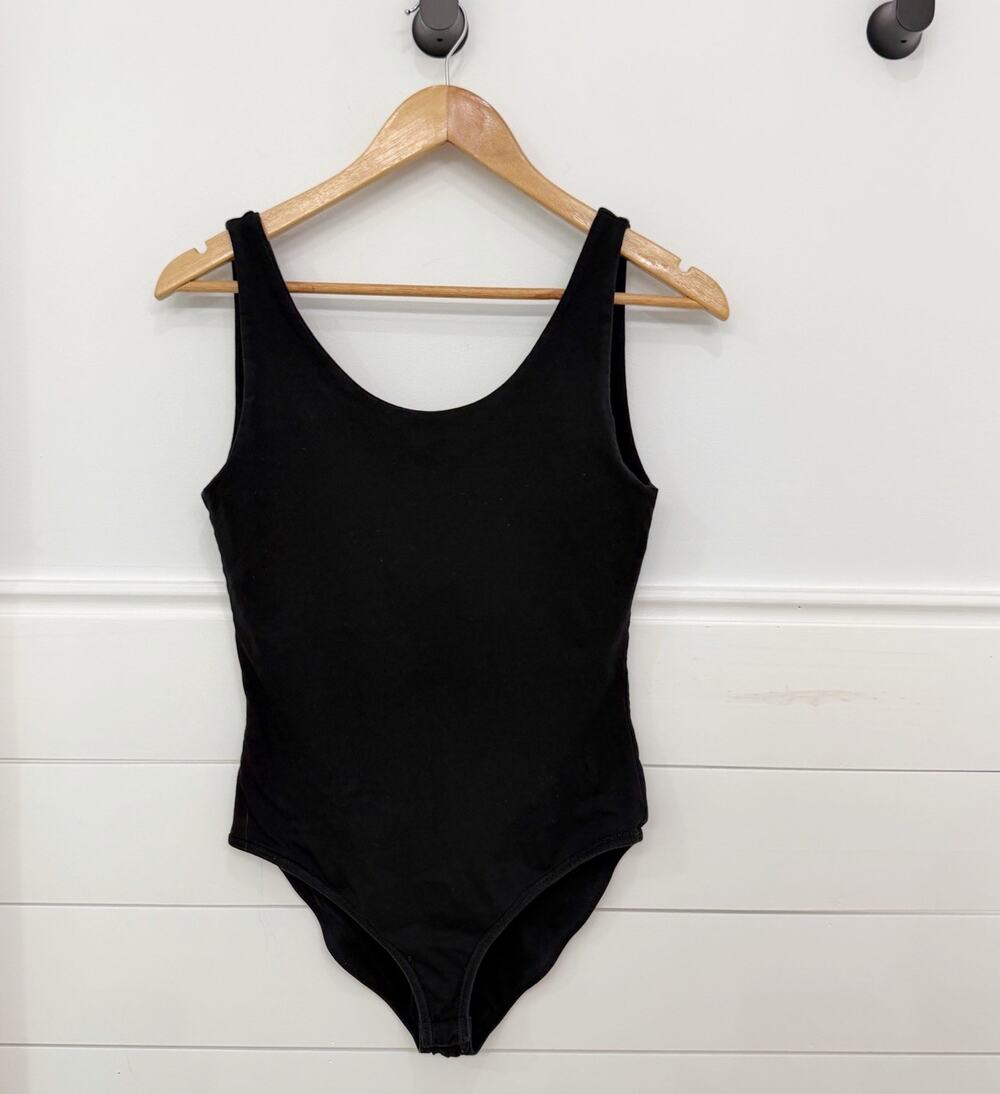 Women’s Pact Organic Cotton Black Tank Bodysuit Size Small S